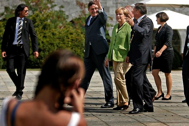 Predsednik vlade Borut Pahor, nemška kanclerka Angela Merkel in ljubljanski župan Zoran Jankovič.