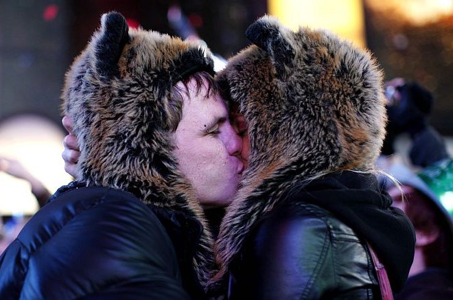 Poljub na newyorškem Timse Squareu.