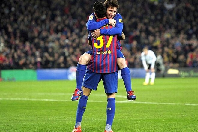 Messi (5) in Tello (2) sta dosegla vse zadetke za Barcelono.