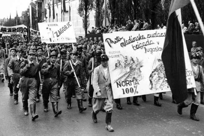 Prvomajska parada zagorskih rudarjev v Ljubljani leta 1948