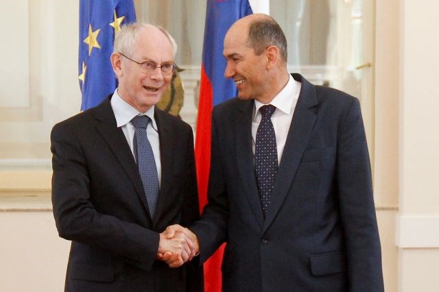 Janša in Van Rompuy vztrajata pri povezanosti rasti in varčevanja