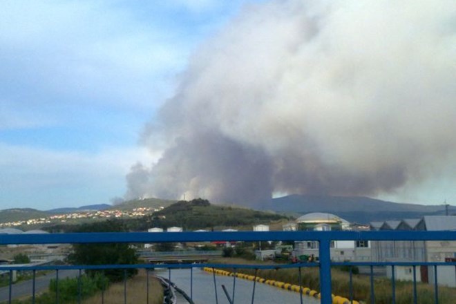 Foto: Pri Ilirski Bistrici se s požarom borijo gasilci 19 društev