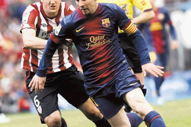 Lionel Messi (spredaj) je v soboto proti Athleticu Bilbau v igro prišel v drugem polčasu. Po tridesetih sekundah je že prvič...