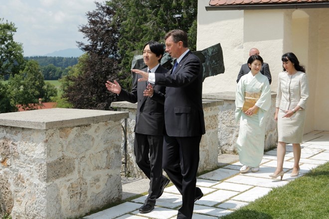 Japonski princ in princesa Akišino pri predsedniku Borutu Pahorju.  Foto: Daniel Novaković / STA 