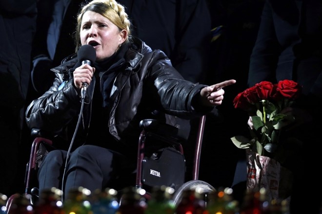 Julija Timošenko je po izpustitvi ljudstvo nagovorila na Trgu neodvisnosti. (Foto: Reuters) 