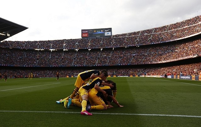 Nogometaši Atletica so z remijem na Camp Nouu prišli do naslova prvaka. (Foto: Reuters) 