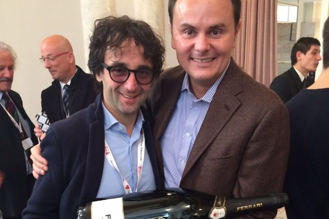 Tomaž Kavčič v dobri družbi: z njim je Matteo Lunelli, lastnik vinske kleti Ferrari. 