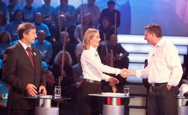 Soočenje na komercialni televiziji: Karl Erjavec, Katarina Kresal in Borut Pahor.