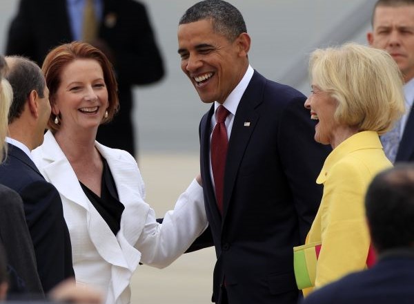Gillardova z Obamo.