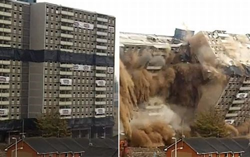 Spektakularno rušenje zgradbe.
