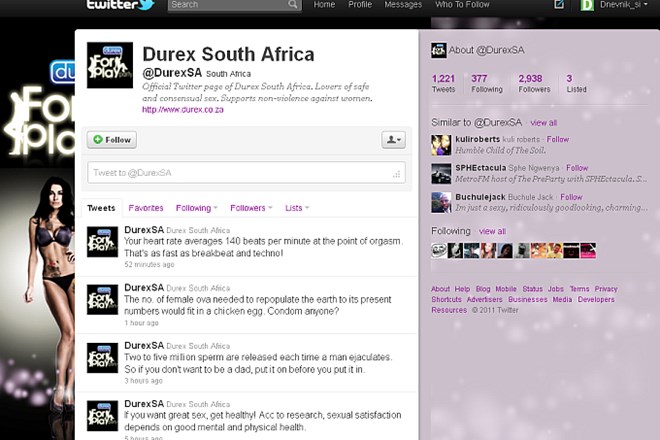 Durex na twitterju objavljal "nesramne" šale in užalil Južnoafričanke