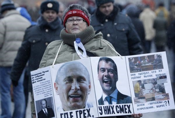 Protesti proti volilnim izidom v Rusiji.