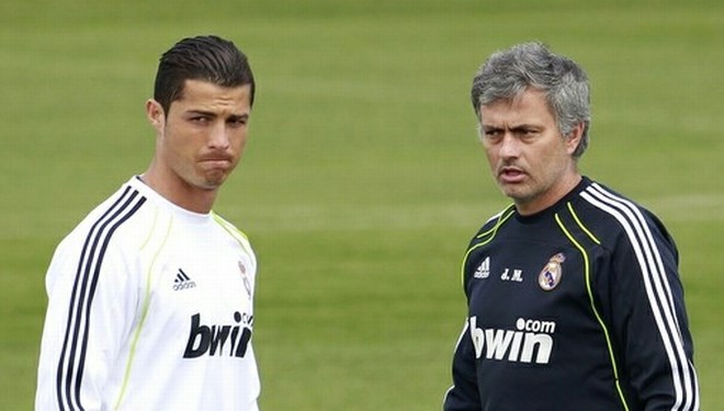 Cristiano Ronaldo (levo) in Jose Mourinho
