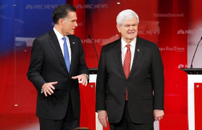 Mitt Romney in Newt Gingrich.