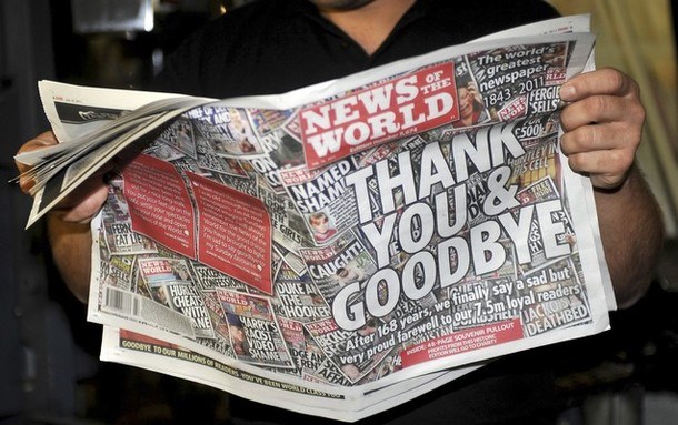 Zadnja številka Murdochovega tabloida News of the World.