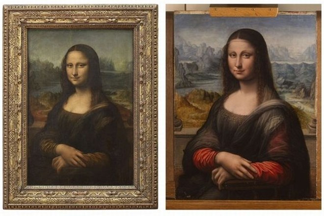 Primerjava novo odkrite kopije Mona Lise in originala.