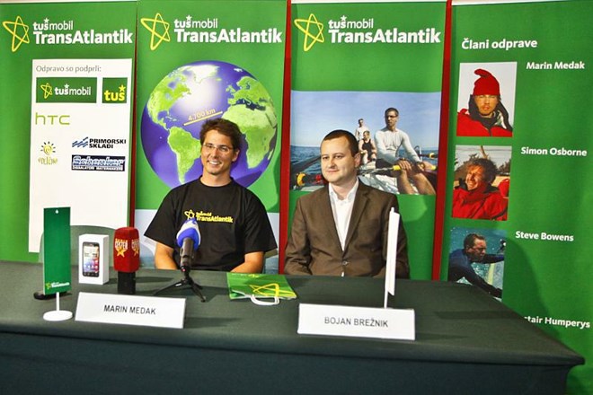 Marin Medak, vodja odprave Tušmobil TransAtlantik, in Bojan Brežnik, direktor marektinga Tušmobila.