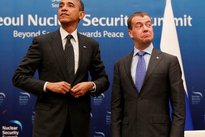 Barack Obama in Dmitrij Medvedjev ne znata najbolje šepetati.