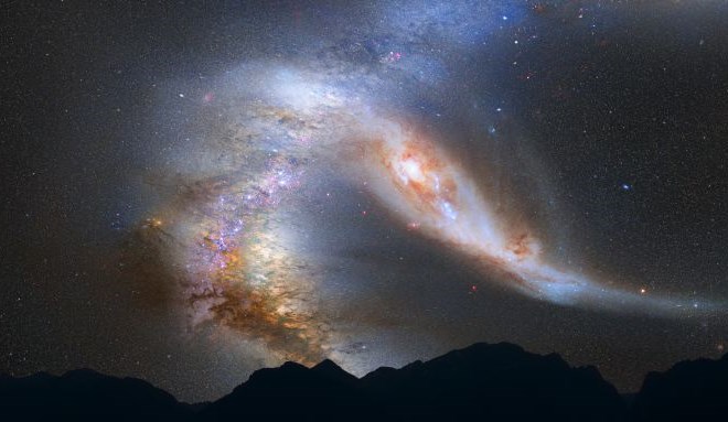 Čez štiri milijarde let bosta trčili naša galaksija in Andromeda ter se združili