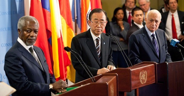 Kofi Annan, Ban Ki-Moon in Nabil al Arabi