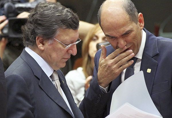 Predsednik Evropske komisije Jose Manuel Barroso in slovenski preimer Janez Janša.