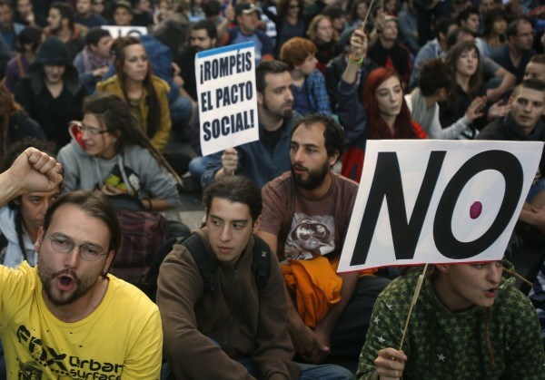 Protesti proti varčevalnim ukrepom v Madridu.
