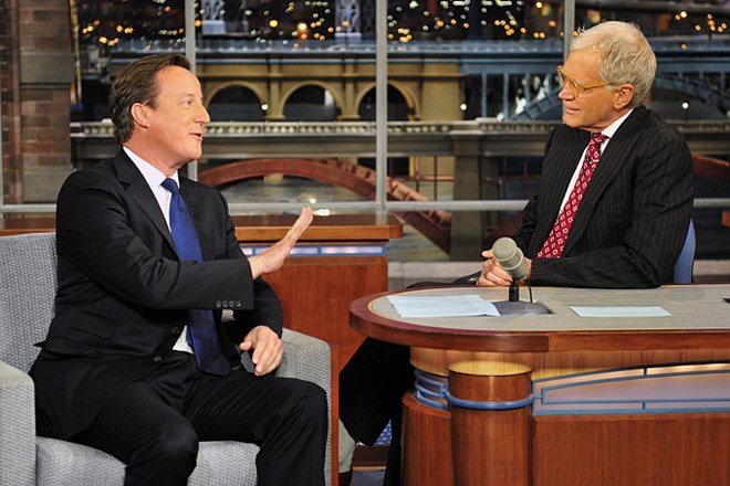 David Cameron je padel na testu državljanstva, ki mu ga je pripravil David Letterman.