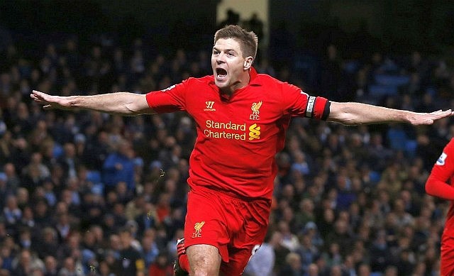 Steven Gerrard je včeraj dosegel lep gol proti Manchester Cityju. (Foto: Reuters) 