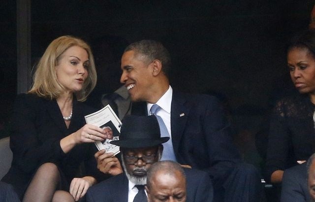 Obama se je v družbi danske premierke  precej zabaval. Foto: Reuters 