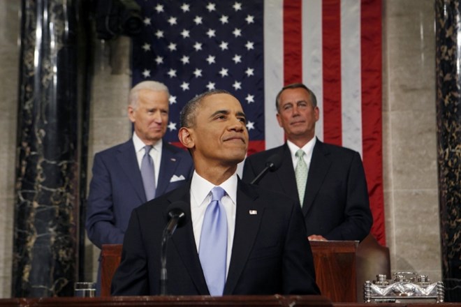 Ameriški predsednik Barack Obama med vsakoletnim govorom o stanju v državi. (Foto: Reuters) 