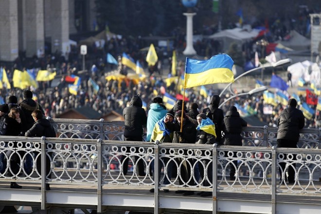 Fotografija s protestov v Ukrajini. 