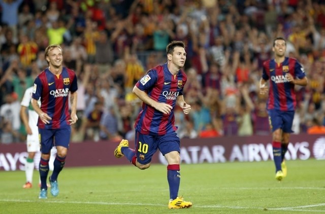 Junak prve Barcelonine zmage v novi sezoni je bil Lionel Messi, ki je zadel dvakrat. (Foto: Reuters) 