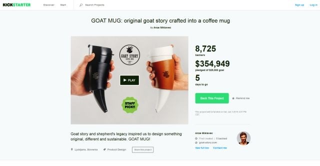 Glede na načrt, predstavljen na strani kampanje za skodelice Goat Mug na Kickstarterju, se bo proizvodnja začela v januarju....