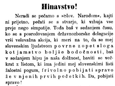 Poskusi sprave med Slovenci so bili neuspešni že v 19. stoletju 