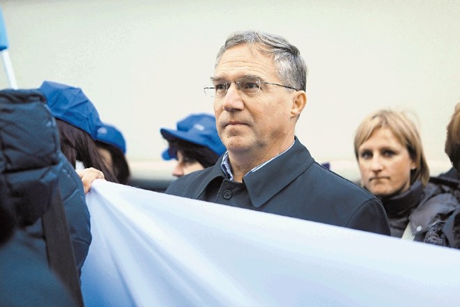 Marko Jagodič, direktor Papirnice Vevče, na lanskih protestih proti obremenitvam gospodarstva Bojan Velikonja 