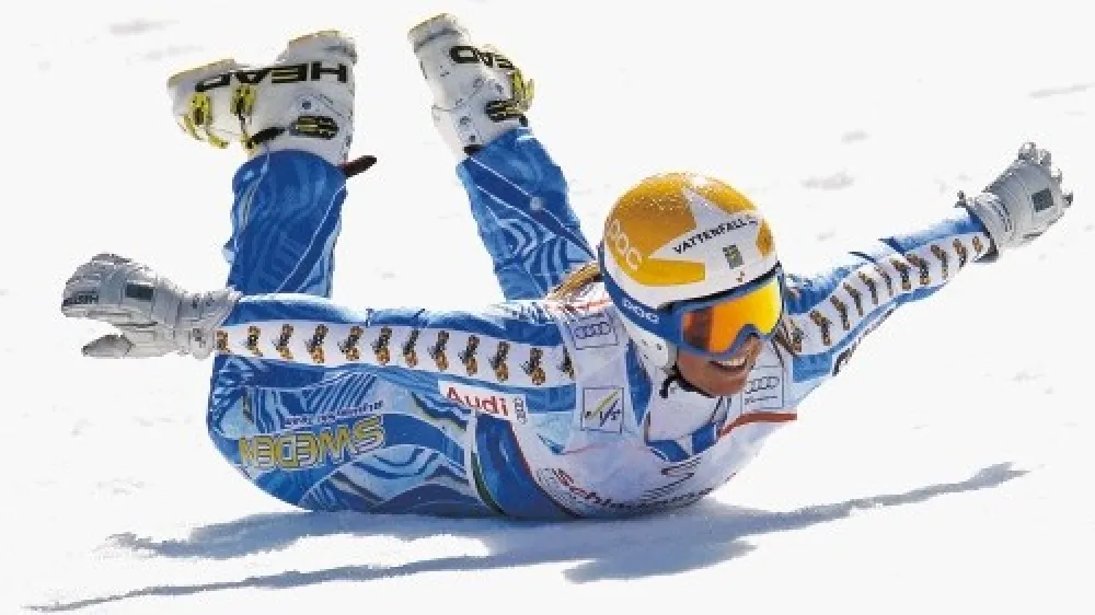 Anja Paerson je v Schladmingu &scaron;e zadnjič v karieri naredila znamenito snežno ribico, ki jo je krasila na &scaron;portni poti.