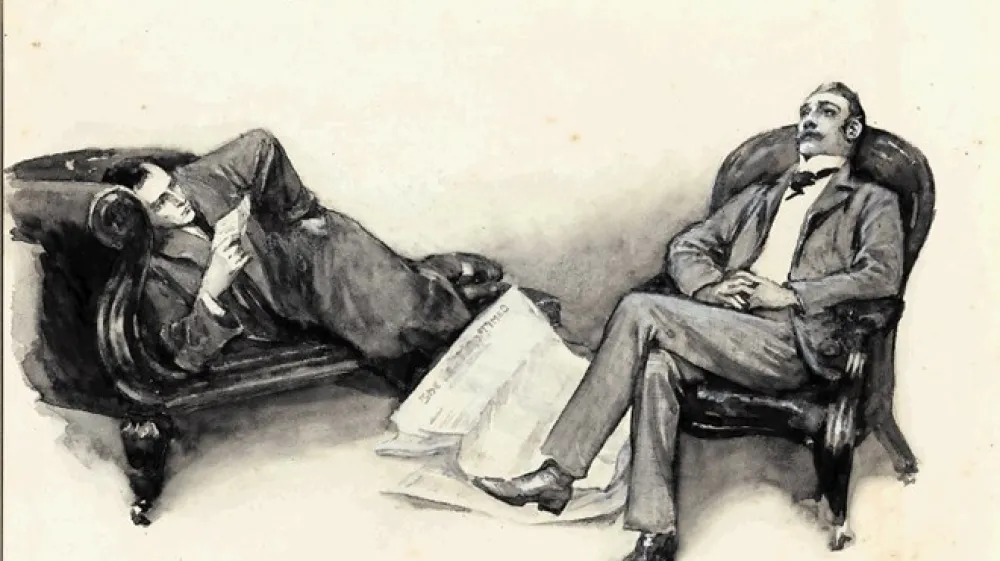 Enemu  najbolj  izvirnih detektivov Sherlocku Holmesu je značilno podobo, ki se ga drži &scaron;e danes, vtisnil ilustrator viktorijanske dobe Sidney Paget. Ilustracija Sidneyja Pageta