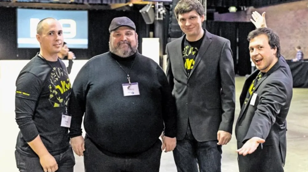 Člani ekipe podjetja Viar na uspe&scaron;nem demonstracijskem  dnevu oktobra 2016 v Seattlu: Dejan Gaj&scaron;ek, Marko Munda, Blaž Zafo&scaron;nik in Jernej Mirt (z leve proti desni).