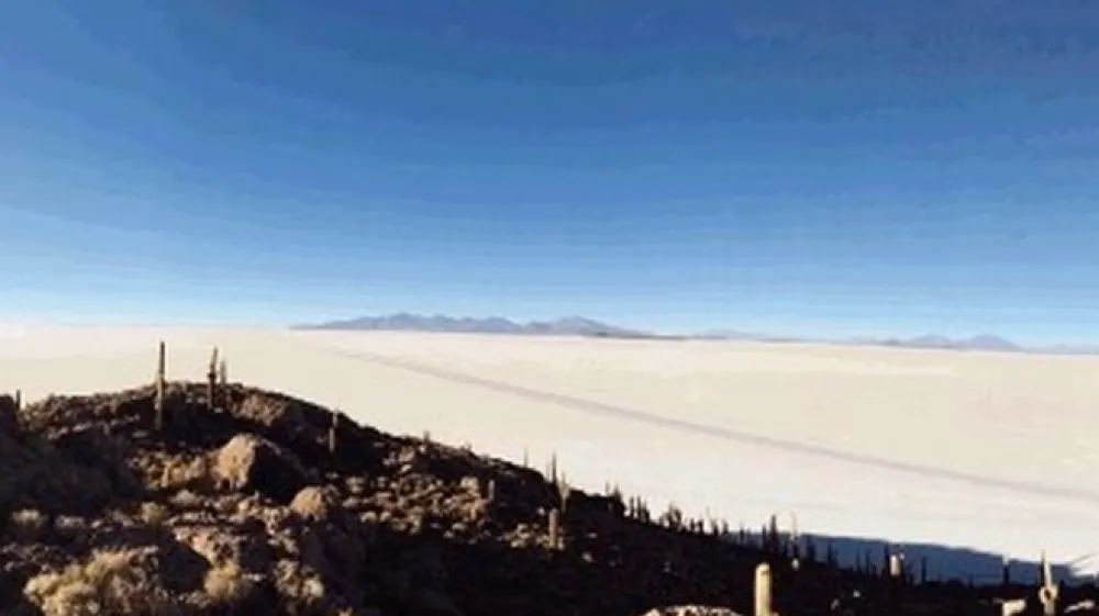 Isla Incahuasi ali Inkawasi je osameli kamniti otok sredi neskončne slanice Salar de Uyuni, edina točka, ki razbija brezmejno belino soli. (Foto: Anja Hre&scaron;čak)