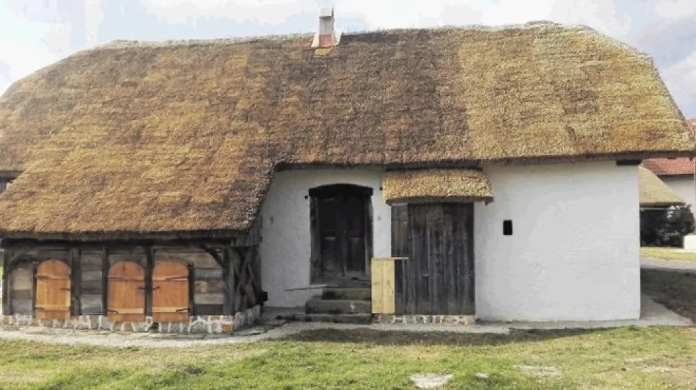 Dvori&scaron;čna stran hi&scaron;e s strani&scaron;čem na &scaron;trbunk in obnovljenim svinjakom