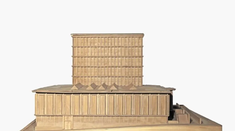 Maketa Vseučili&scaron;ke knjižnice Ljubljana kot si jo je zamislil Ivan Vurnik.