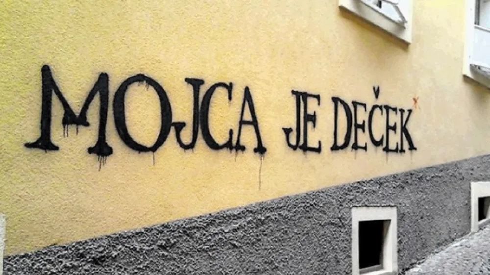 Eden od  grafitov, ki so jih objavili na spletni strani dekontraminacija.org, kjer želijo opozoriti na sovražni govor v grafitih v javnem prostoru.