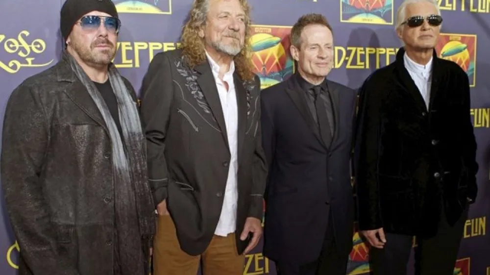 Člani skupine Led Zeppelin (z leve Jason Bonham, Robert Plant, John Paul Jones in Jimmy Page).