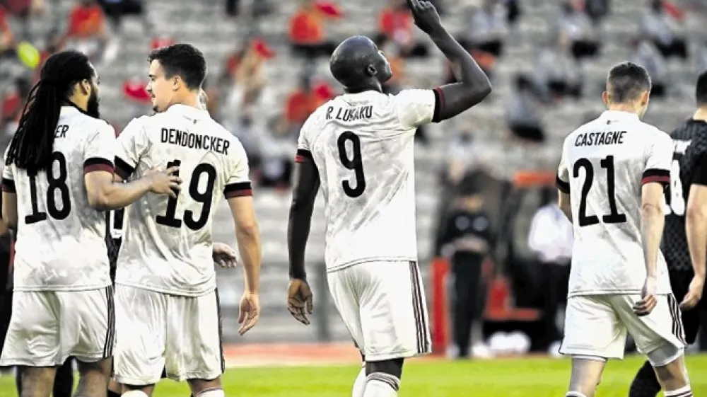 Romelu Lukaku (&scaron;tevilka 9) je udarna moč Belgije v napadu.