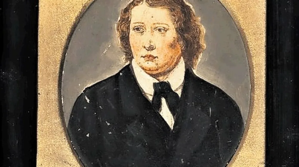 Nedavno odkriti portret Franceta Pre&scaron;erna, ki je v slikarsko zbirko Muzeja za umetnost in obrt v Zagrebu uvr&scaron;čen pod naslovom Portret svetlolasega mo&scaron;kega.