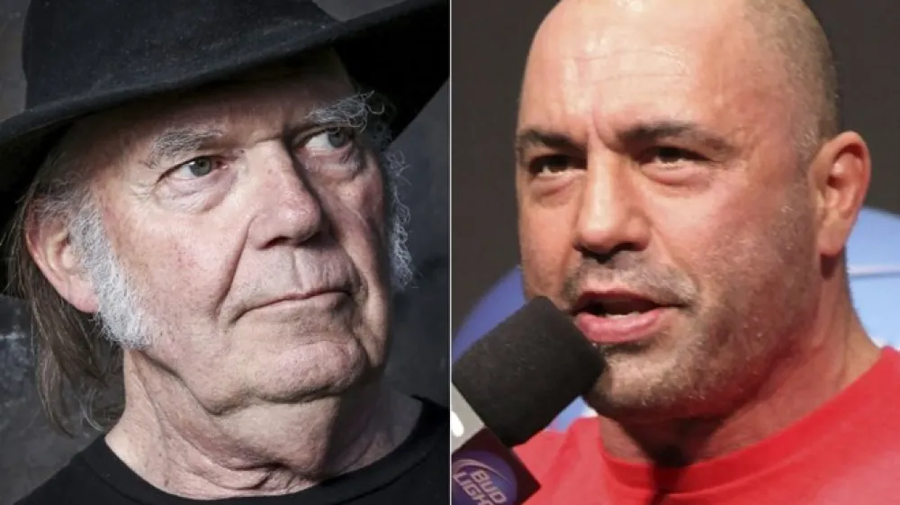 Neil Young (levo) in Joe Rogan (desno).
