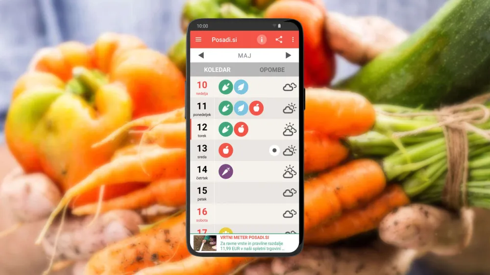 Z več kot 100.000 prenosi spada Posadi.si med najbolje ocenjene in najbolj priljubljene aplikacije za vrtnarjenje. F Posadi.si