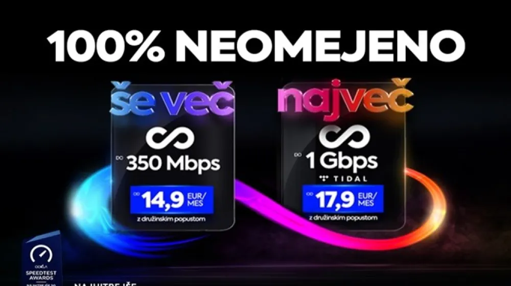 Ob paketu NAJVEČ sedaj tudi paket &Scaron;E VEČ z neomejenim prenosom podatkov