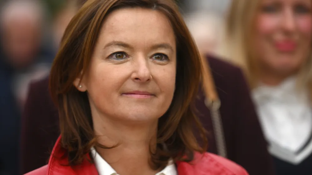 Ljubljana, Park Zvezda.<br>Zakljucno srecanje stranke SD v Ljubljani.<br>Predsednica SD Tanja Fajon.