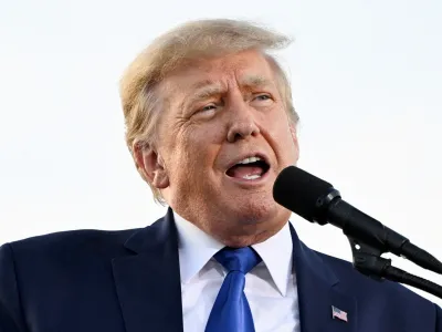 FILE PHOTO: Former U.S. President Donald Trump speaks during a rally to boost Ohio Republican candidates ahead of their May 3 primary election, at the county fairgrounds in Delaware, Ohio, U.S. April 23, 2022. REUTERS/Gaelen Morse/File Photo